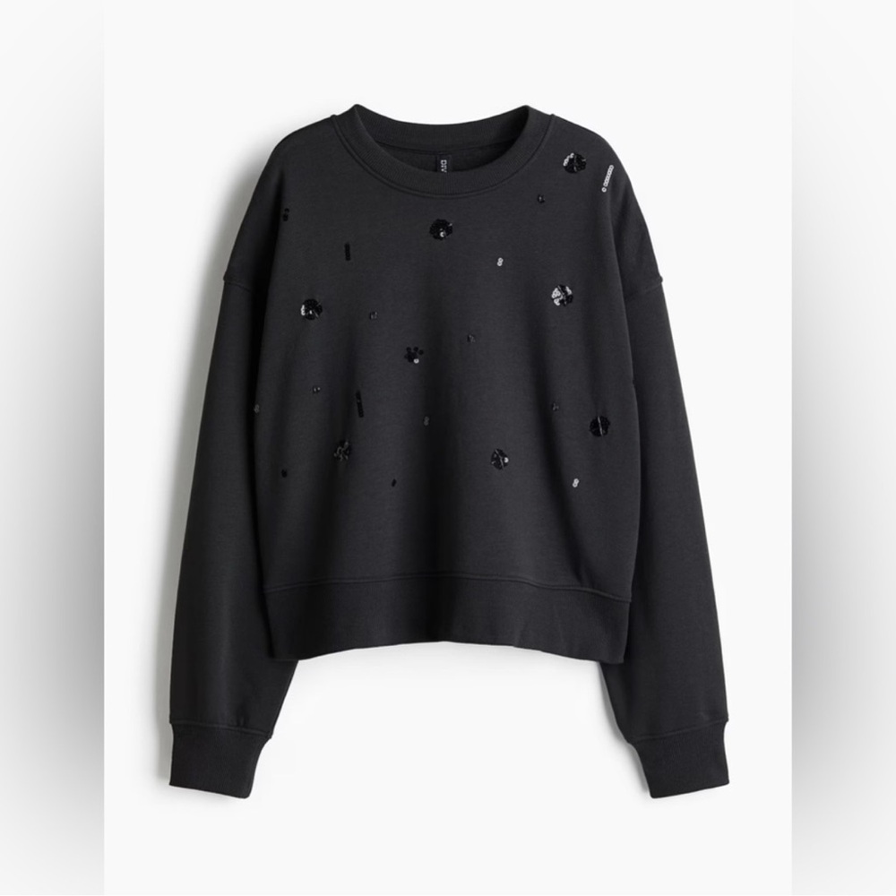 Black Sequin Embellished Women's Top